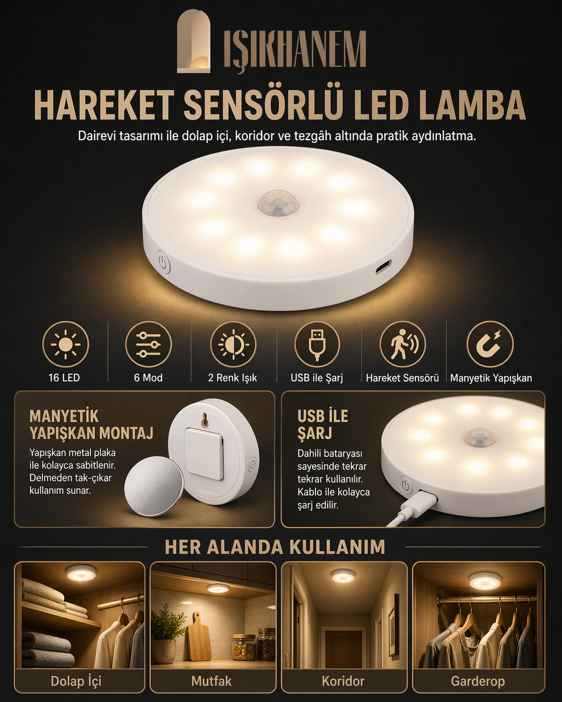Hareket Sensörlü LED Işık